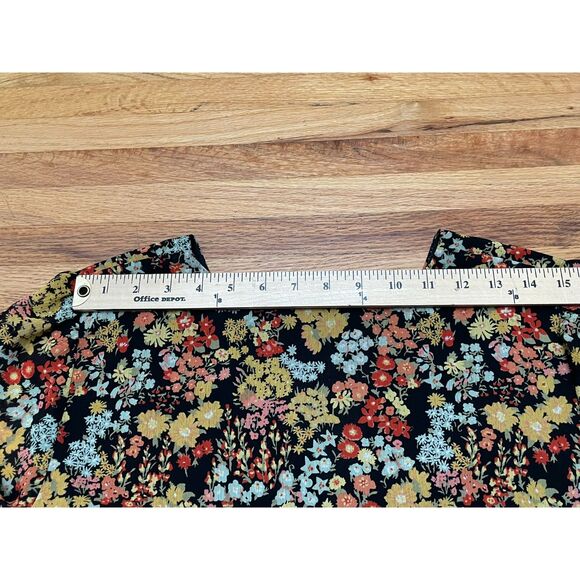 Madewell Women's M Yellow Blouse Polyester Top Floral Peplum Wrap Boho V-Neck - Picture 9 of 9